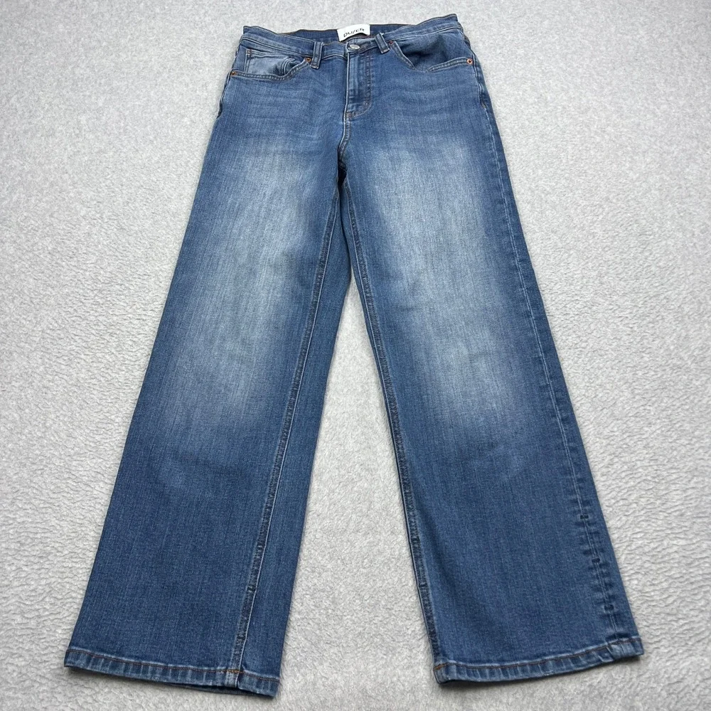 DU/ER Performance Denim+ High Rise Straight Jeans Womens 27 Blue Loose Stretch